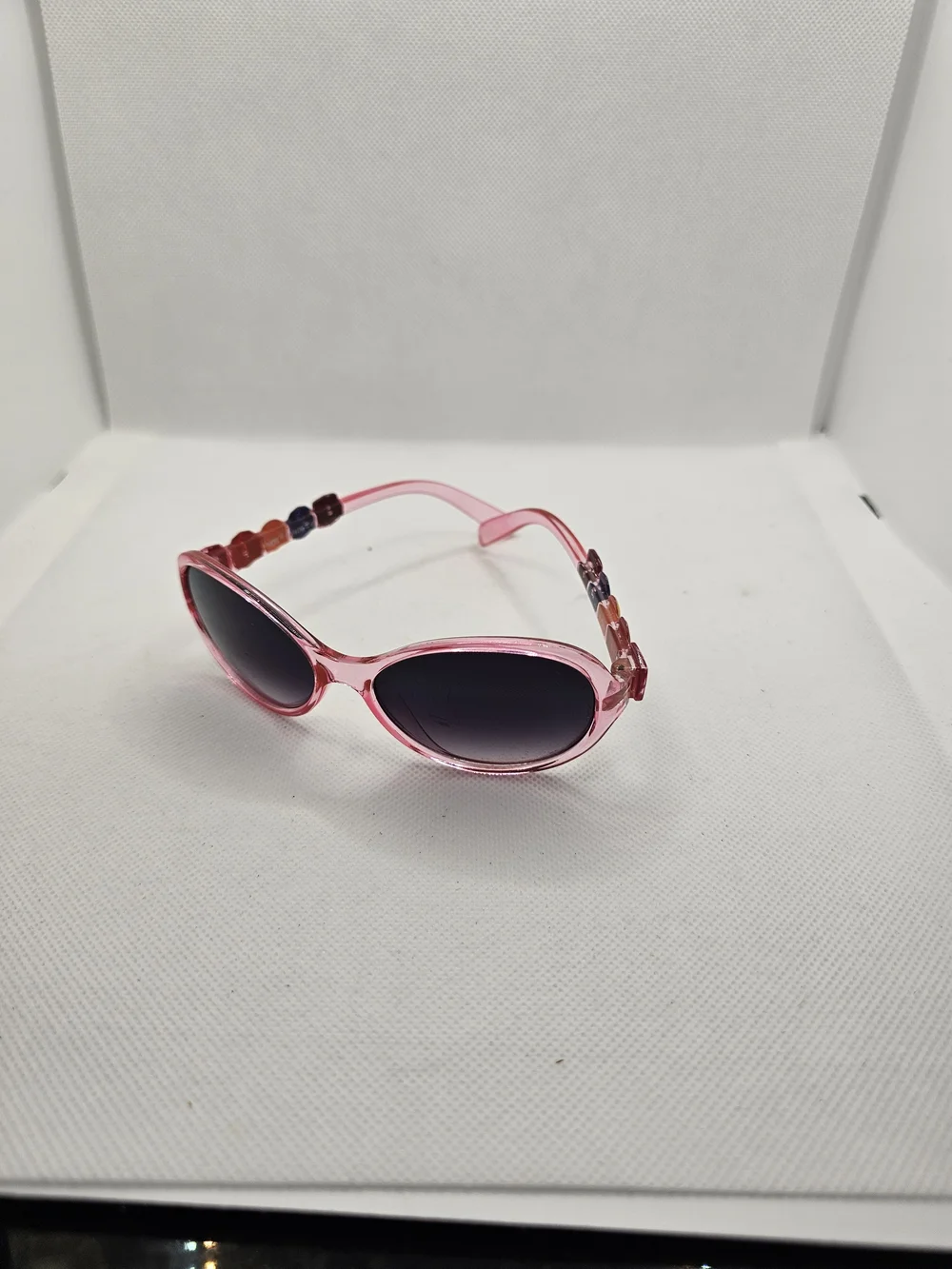 Pink Little Girls Beaded Temple Sunglasses